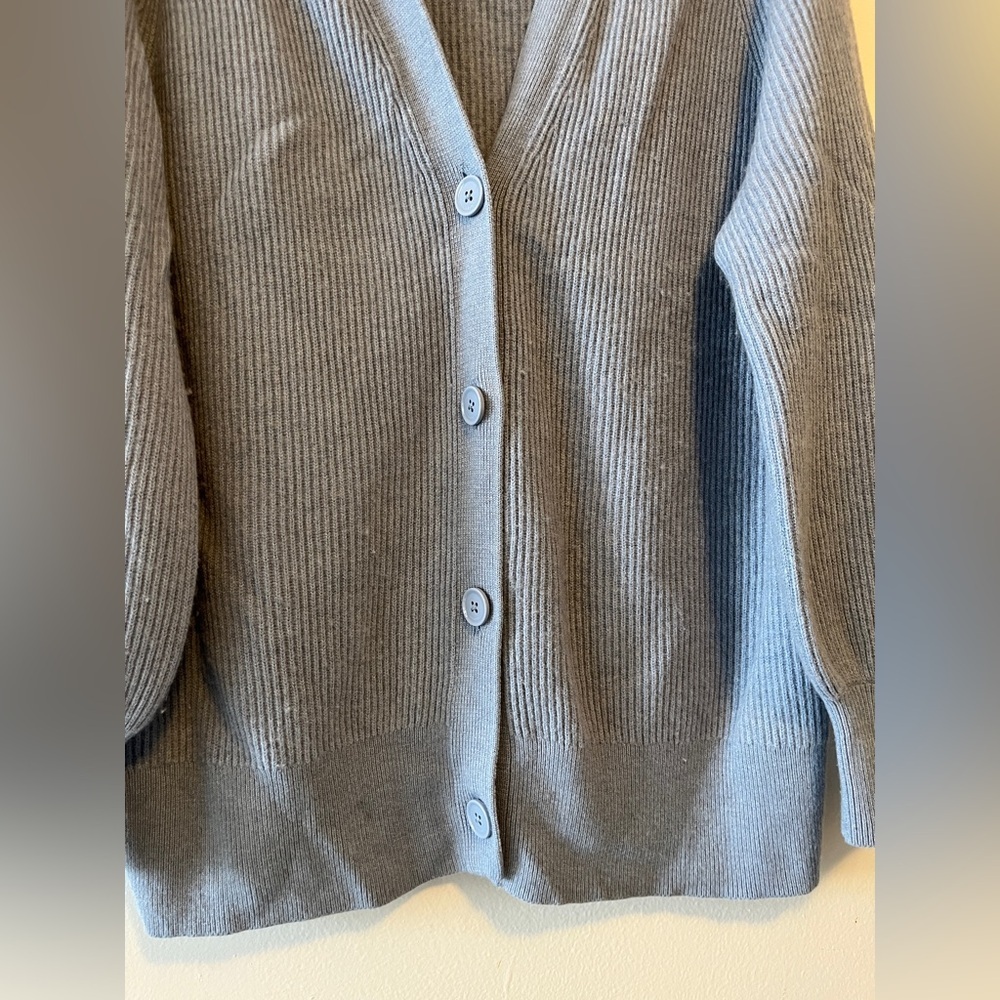 ARITZIA BABATON BESPOKE WOOL & LINEN BLEND CARDIGAN SIZE MEDIUM LIGHT BLUE - Picture 3 of 10